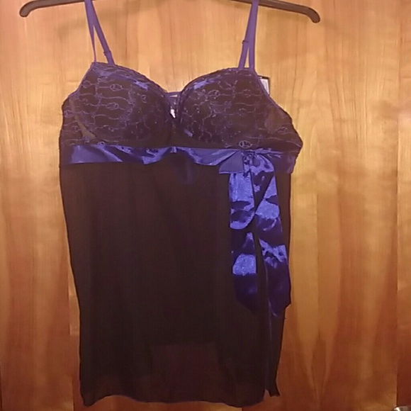 Just Sexy Lingerie Other - Beautiful Blue & Black Babydoll Nightie NWT